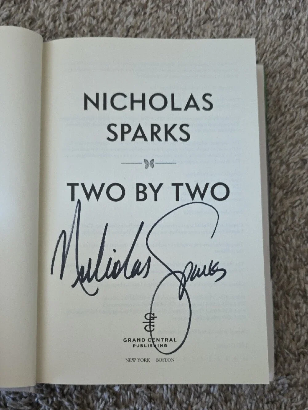 SIGNED Nicholas Sparks Two by Two FIRST EDITION Hardcover | Autographed